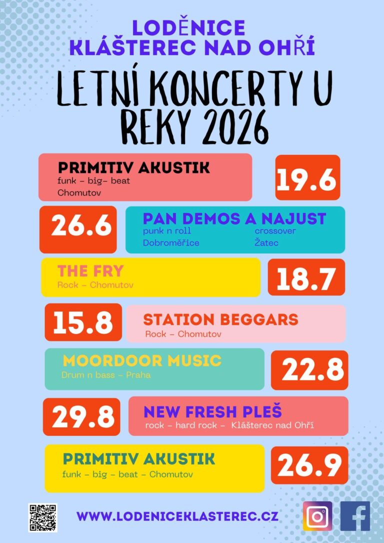 6,7,8,9.2026 – Letní koncerty u řeky (Loděnice)